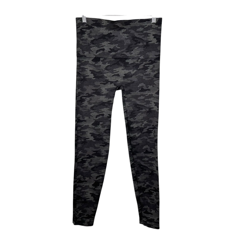 Spanx Womens Look at Me Now Camo Seamless Leggings Sz Large Grey Black FL3515